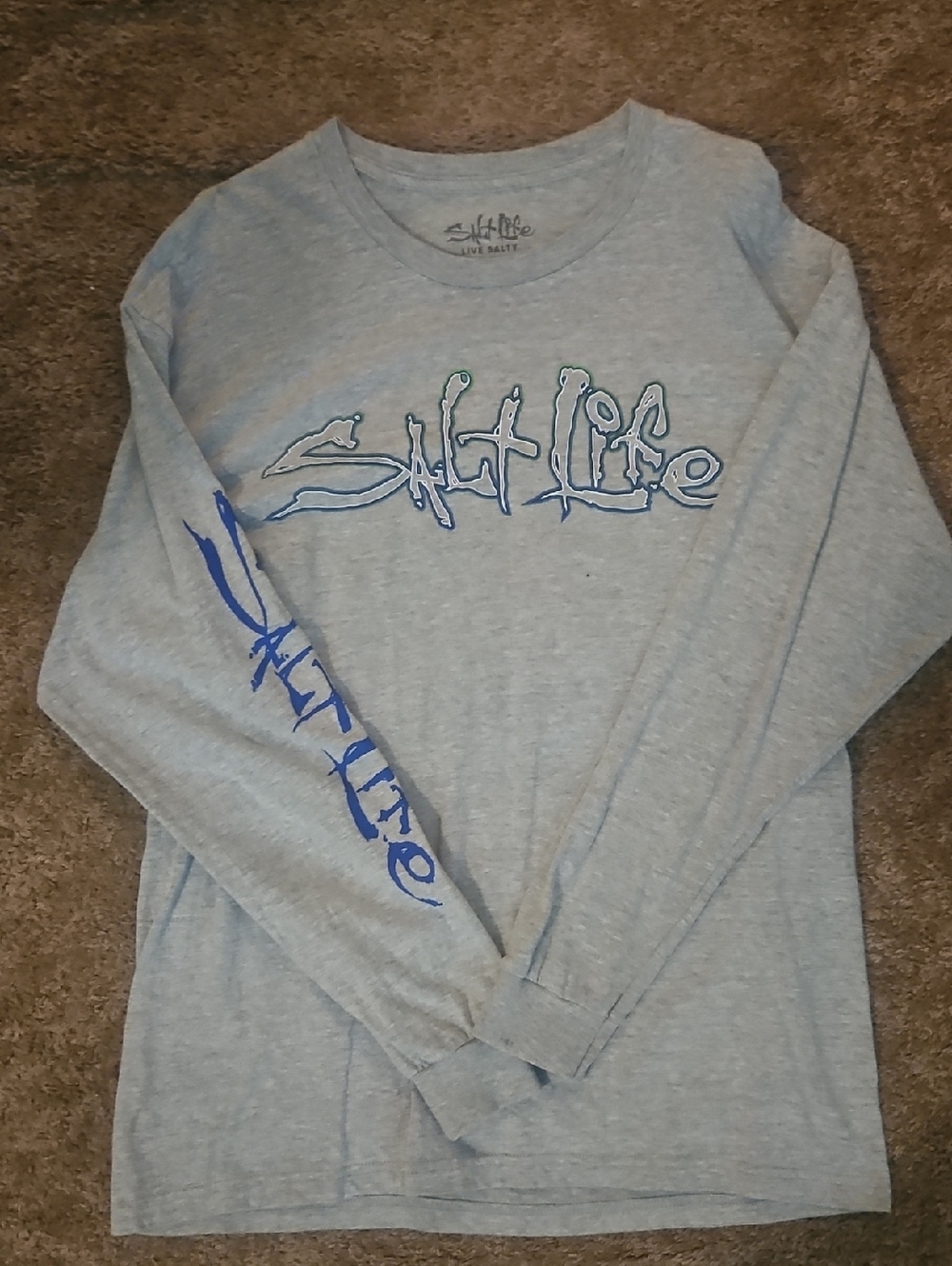 Mens L Salt Life Long Sleeve Tee with Blue & Green Graphics